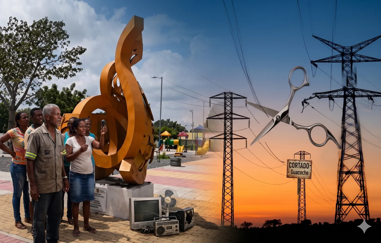 Habitantes de Guacoche denuncian cortes constantes de energía y afectaciones a la comunidad