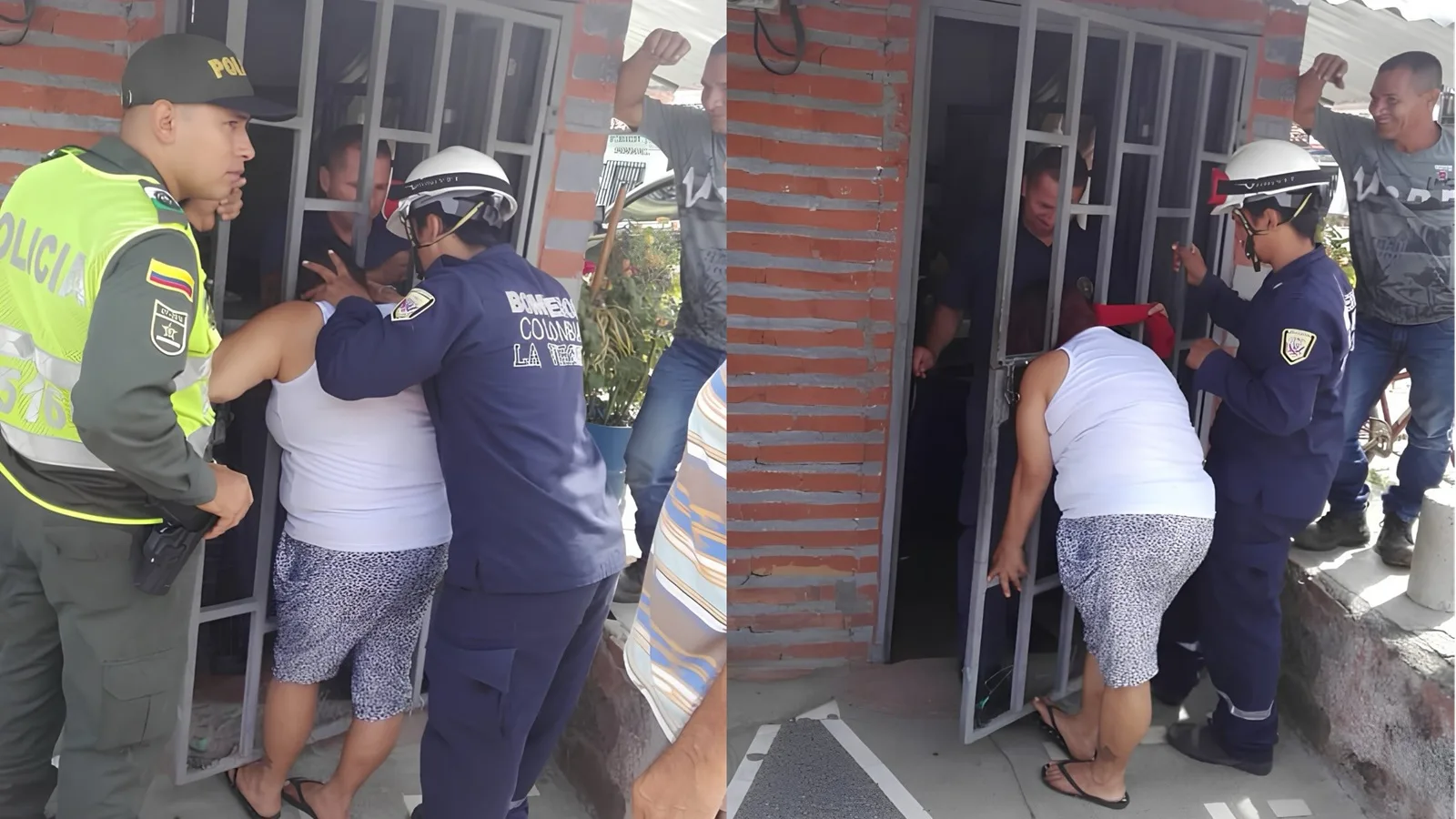 ¡Insólito! En Cartagena, mujer quedó con la cabeza atrapada en un portón por intentar mirar si su vecina estaba en casa