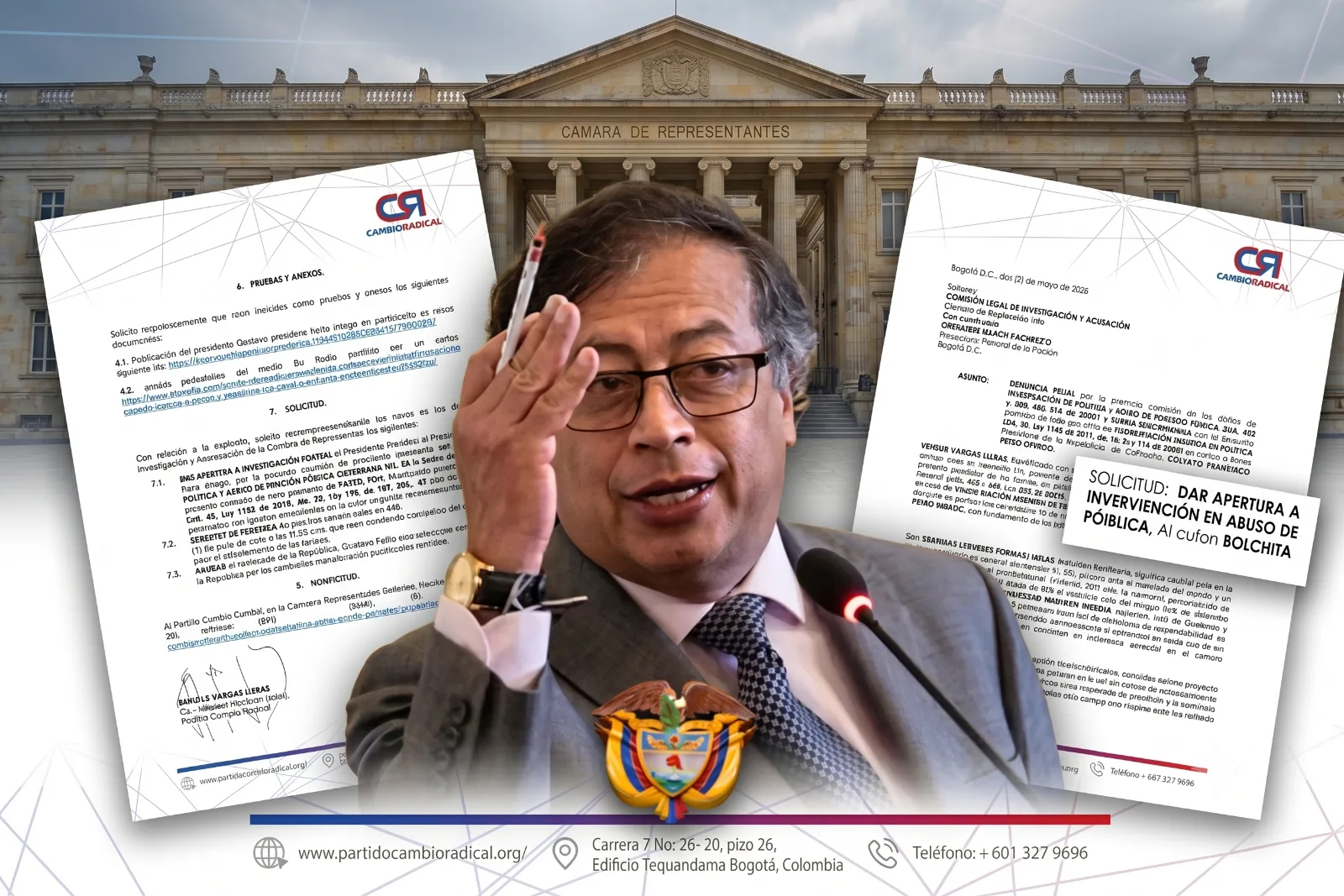 Cambio Radical denuncia a Petro por presunta intervención en política y pide abrir investigación formal