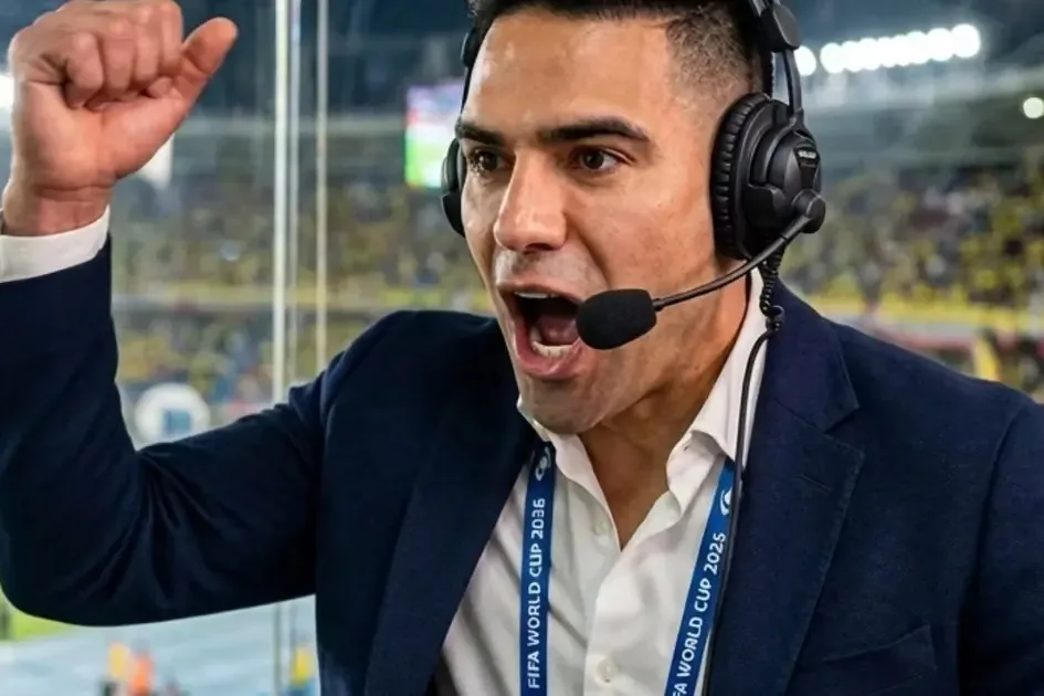 Falcao vibró con Colombia: olvidó el micrófono y celebró el gol de Daniel Muñoz como en sus mejores tiempos