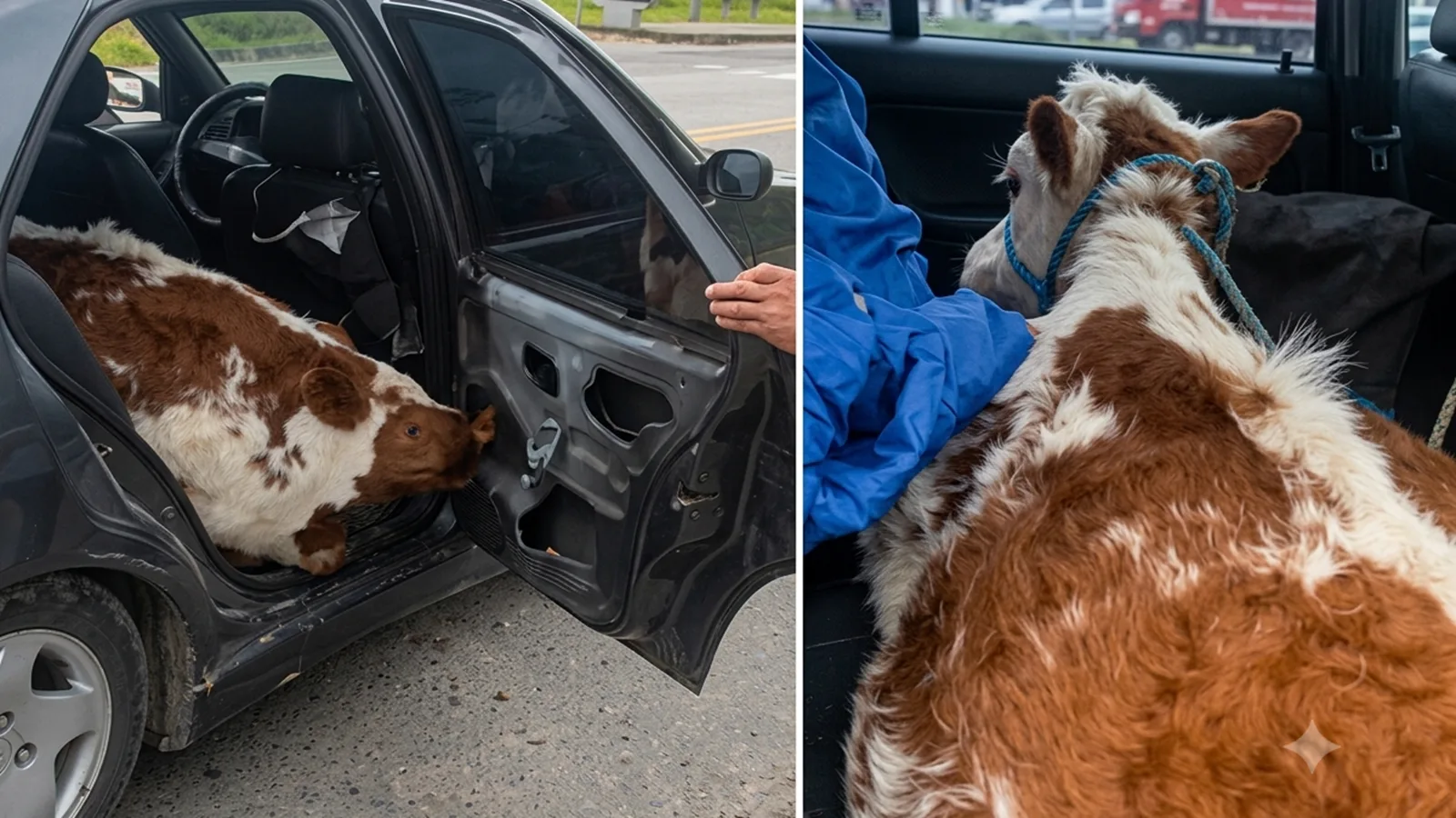 ¡Insólito en Boyacá! Descubren a dos vacas escondidas dentro de un carro particular; tres hombres fueron capturados