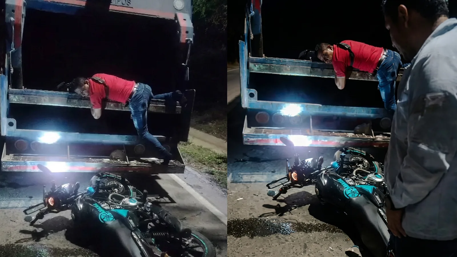 Motociclista resulta herido tras choque con camión recolector de basura en la entrada al relleno sanitario Los Corazones