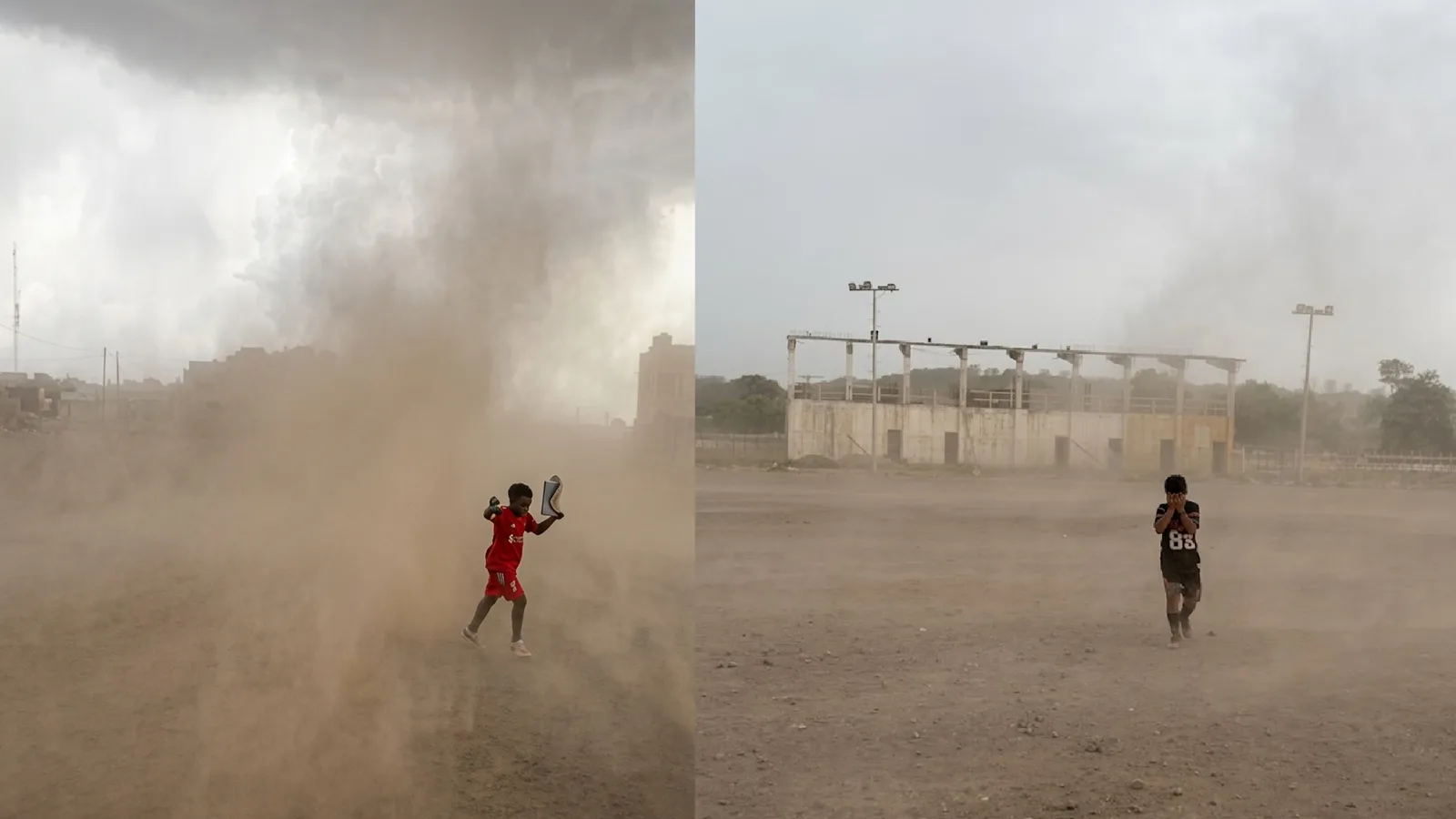 ¡No era el Sahara! Vendaval cubrió de arena el Estadio Municipal de Bosconia y suspendió entrenamiento de niños