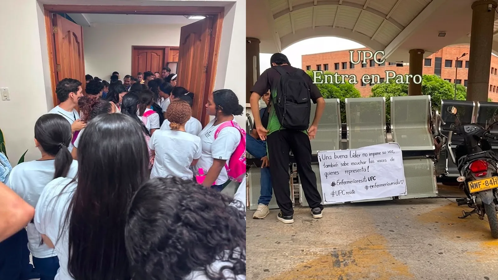 Estudiantes bloquean la UPC y exigen respuestas por salida de jefa del programa de Enfermería