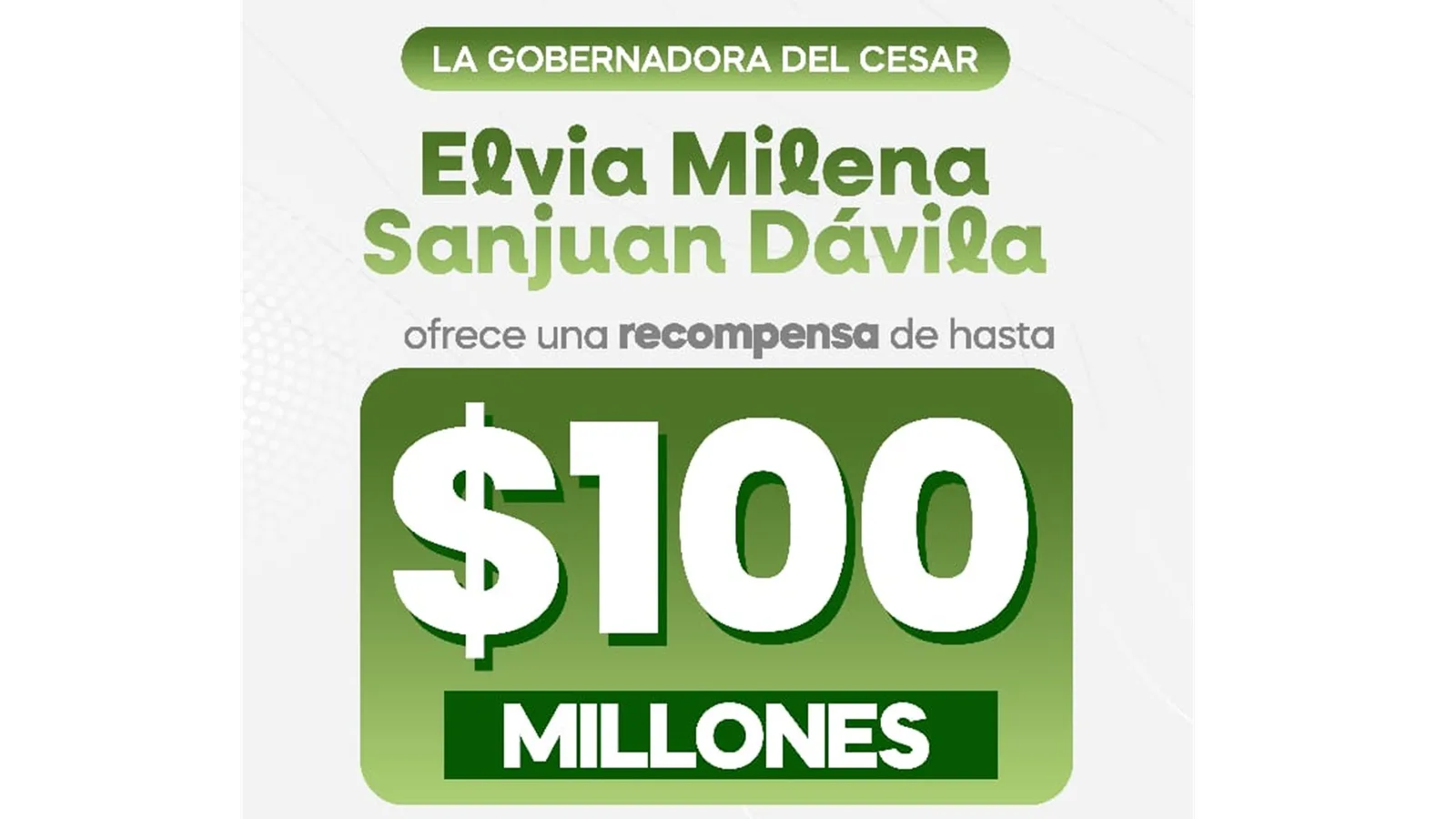 Gobernación del Cesar ofrece hasta $100 millones por información que permita capturar operadores de drones