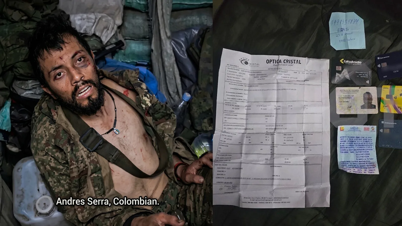 Colombiano que fue el único superviviente de su grupo y quedo abandonado en el bosque, termino siendo capturado por ejército ruso