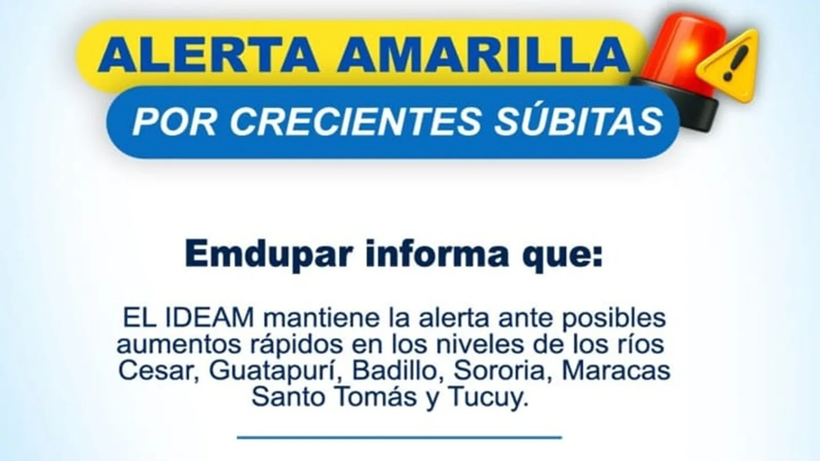 ¡Atención, Valledupar! Emdupar advierte posibles cortes de agua ante alerta amarilla por lluvias