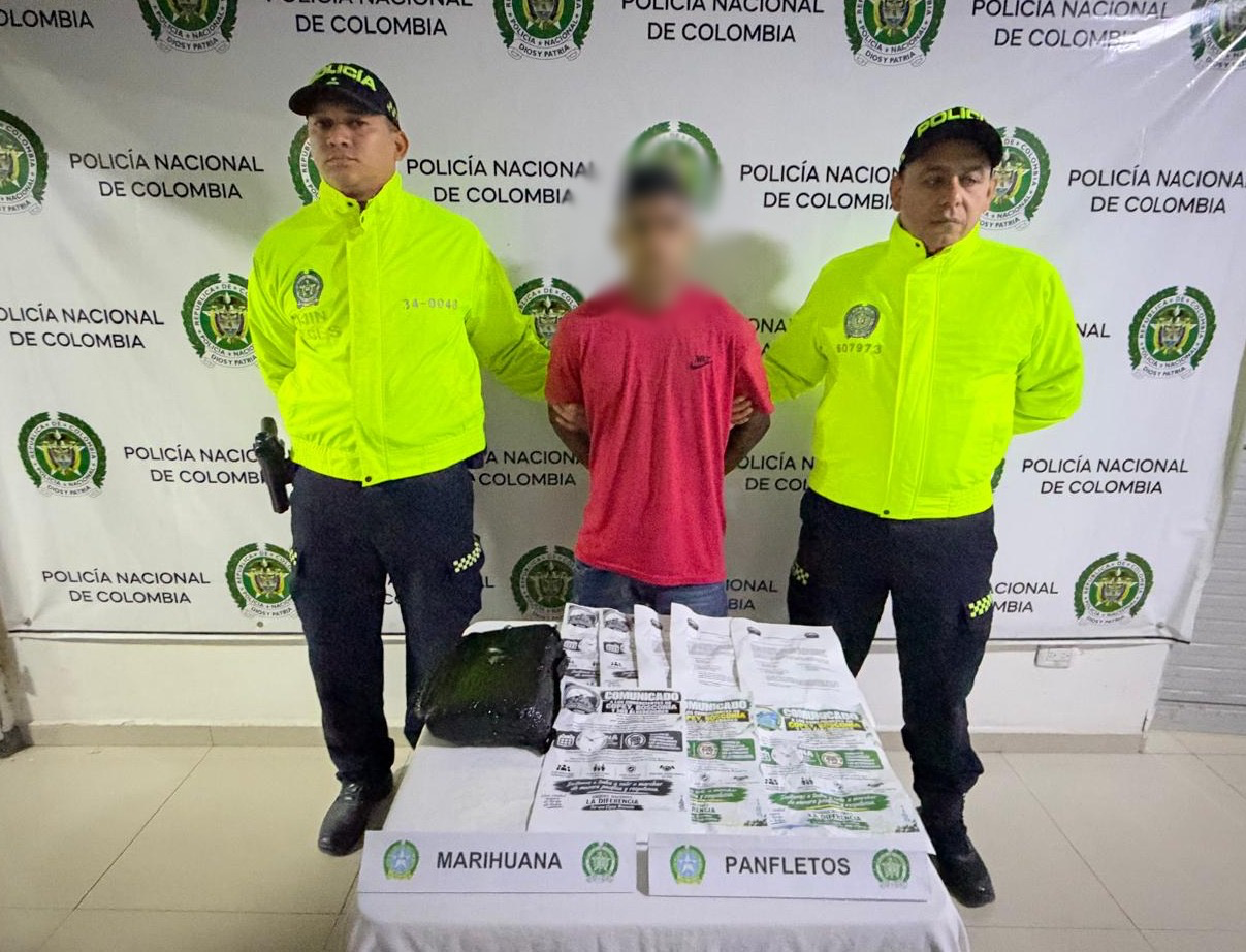 Capturan a alias ‘Mateo’ en Bosconia con marihuana y panfletos alusivos a grupo armado