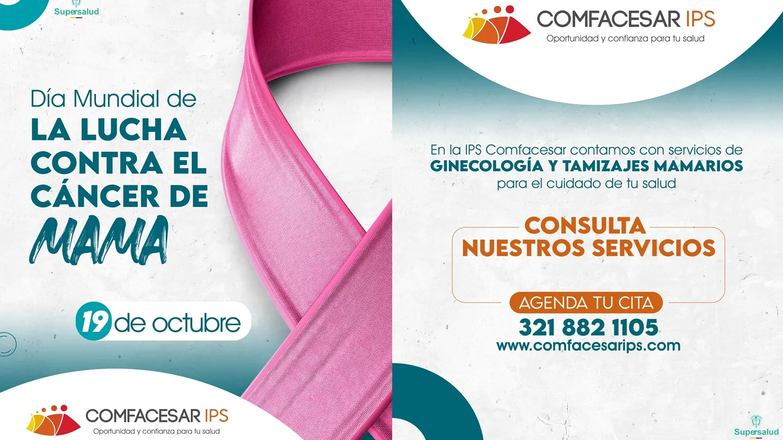 Octubre Rosa: Comfacesar invita a las mujeres a priorizar su salud y detectar a tiempo el cáncer de mama