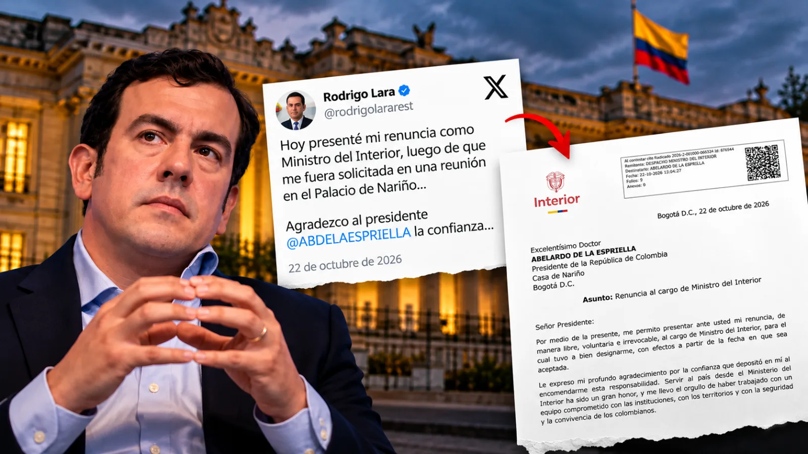 ¿Primero lo sacaron y después renunció? La carta de Rodrigo Lara que deja preguntas sobre su salida del Gobierno